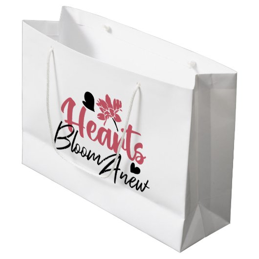 ハート開花改感動的新 – フローラ引用文 ラージペーパーバッグ (正面アングル)