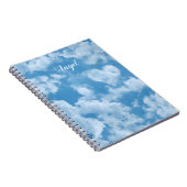 ハート雲空かわいい青モダンのカスタムウェディング ノートブック (右側)