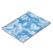 ハート雲空かわいい青モダンのカスタムウェディング ノートブック (左側)