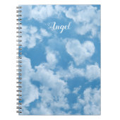 ハート雲空かわいい青モダンのカスタムウェディング ノートブック (正面)