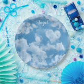 ハート雲空かわいい青モダンのカスタムウェディング ペーパープレート (パーティー)