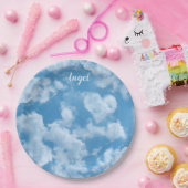 ハート雲空かわいい青モダンのカスタムウェディング ペーパープレート (パーティー)