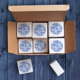 ハート雲空かわいい青モダンのカスタムウェディング ラウンドシール