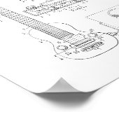 ハート電気ギターピックアップ特許 ポスター (角)