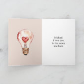 ハート電球が私の人生の愛を照らす カード (内部)