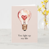 ハート電球が私の人生の愛を照らす カード (黄色い花)