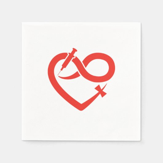 ハート静脈切開注射器Phlebotomist献血 スタンダードカクテルナプキン (正面)