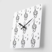ハート音符 スクエア壁時計 (傾斜)