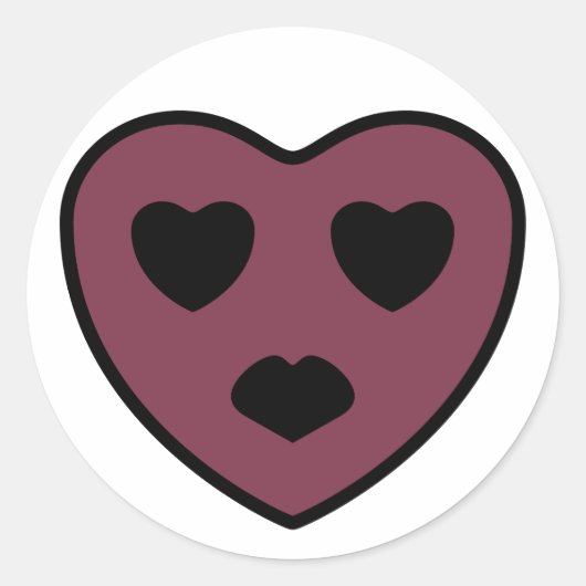 ハート顔アウト ラウンドシール (正面)