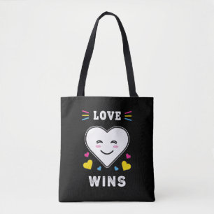 ハート顔愛がLGBTQパンセクシャルプライドを獲得 トートバッグ