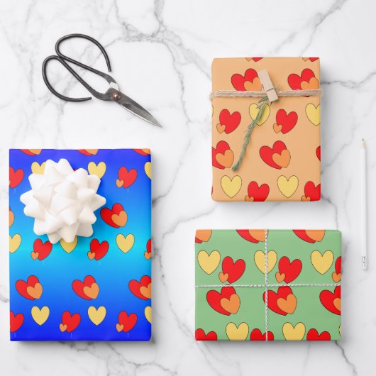 ハート顧客BGカラーラッピング紙シート ラッピングペーパーシート (正面)