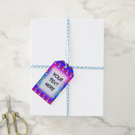 ハート顧客BGカラー&文字ギフトラベル ギフトタグ (より糸付き)