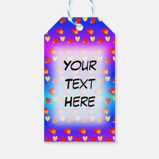 ハート顧客BGカラー&文字ギフトラベル ギフトタグ (正面)