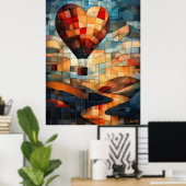 ハート風船が穏やかな景色を望む ポスター (ホームオフィス)