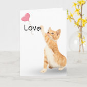 ハート風船とタビー猫のラブカード カード (黄色い花)