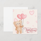 ハート風船のバレンタインデーくま シーズンカード (正面/裏面)