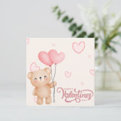 ハート風船のバレンタインデーくま シーズンカード (スタンド正面)