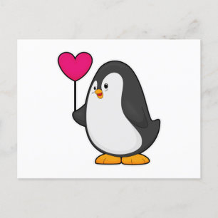 ハート風船のペンギン ポストカード