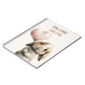 ハート風船の優しいウサギ ノートブック (左側)