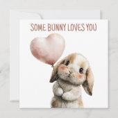 ハート風船を持った愛らしいウサギ カード (正面)