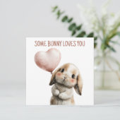ハート風船を持つかわいいウサギ カード (スタンド正面)