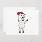 ハート風船を持つ花婿としてゴート ポストカード (正面/裏面)