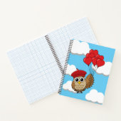 ハート風船を飛ばすかわいいフクロウ ノートブック (内部)