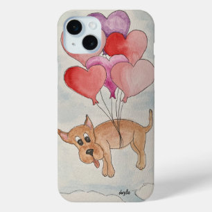 ハート風船付き犬 iPhone 15 MINIケース