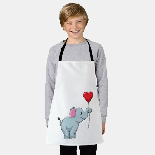 ハート風船象 エプロン (着用した状態)