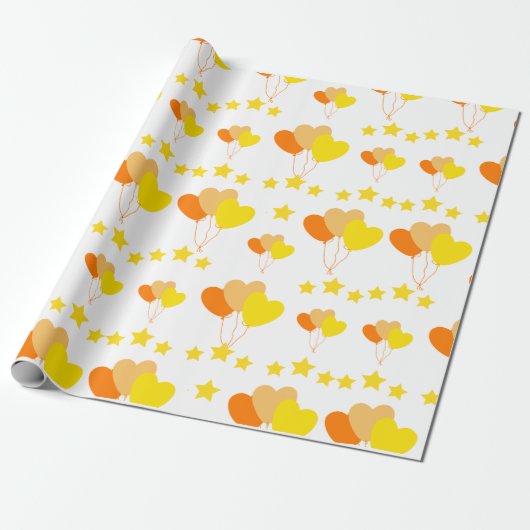 ハート風船 ラッピングペーパー (アンロールド)