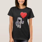ハート風船Tシャツを持つ宇宙飛行士 Tシャツ (正面)