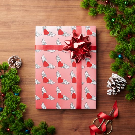 ハート飛んでいるの傾き ラッピングペーパー (クリスマスギフト)