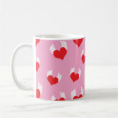 ハート飛んでいるコーヒーマグ コーヒーマグカップ (左)