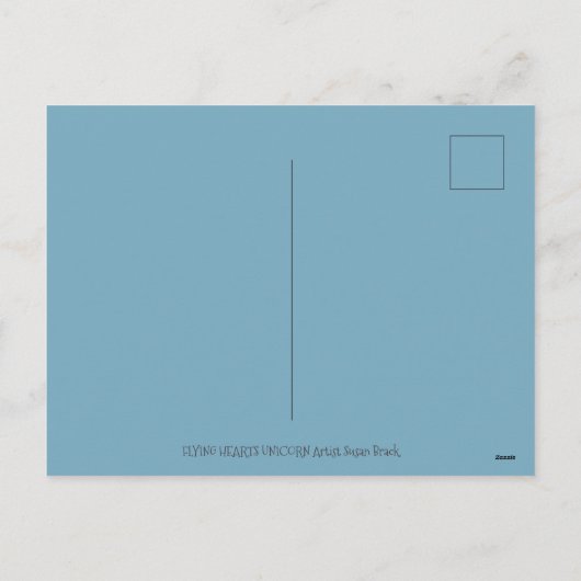 ハート飛んでいる白ユニコーン，ファンタジーペガサス シーズンポストカード (裏面)