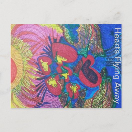 ハート飛んでいる遠くに ポストカード (正面)