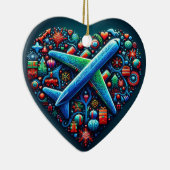 ハート飛行機オーナメント セラミックオーナメント (右)