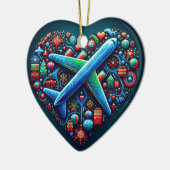 ハート飛行機オーナメント セラミックオーナメント (左)
