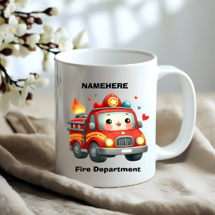 ハート飾の消防車 コーヒーマグカップ