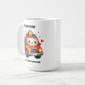 ハート飾の消防車 コーヒーマグカップ (正面左)