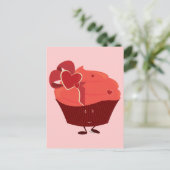 ハート飾り付きの笑顔のカップケーキ ポストカード (スタンド正面)