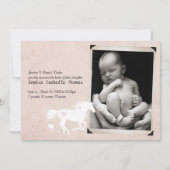 ハート馬ベビーガール誕生のお知らせ 案内状 (正面)