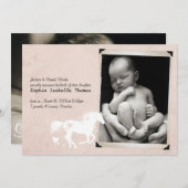 ハート馬ベビーガール誕生のお知らせ 案内状 (正面/裏面)