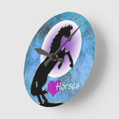ハート馬V （青/緑） ラウンド壁時計 (傾斜)