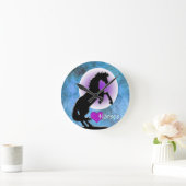 ハート馬V （青/緑） ラウンド壁時計 (ホーム)