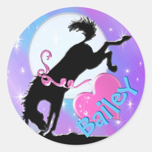 ハート馬VII (カラフル煙霧) ラウンドシール (正面)