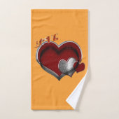 ハート魔法オレンジタオルセット バスタオルセット (ハンドタオル)