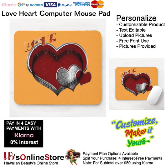 ハート魔法オレンジマウスパッド マウスパッド