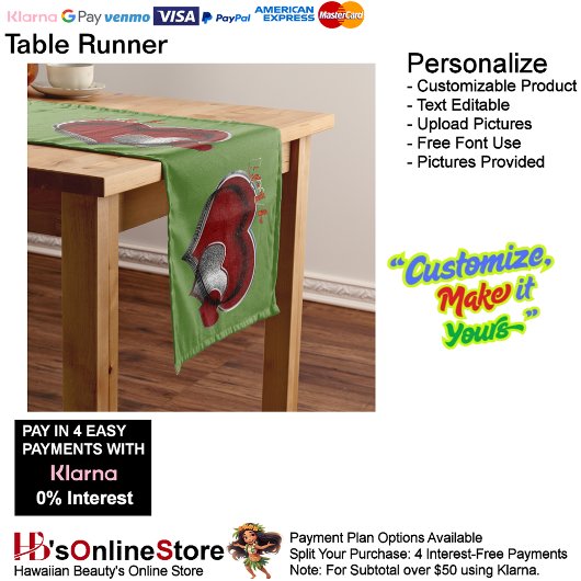 ハート魔法グリーンテーブルランナーホームリネン ロングテーブルランナー