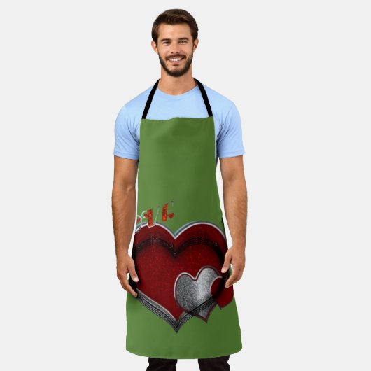 ハート魔法グリーンラージエプロン エプロン (着用した状態)