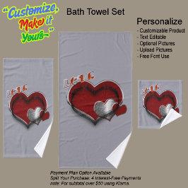 ハート魔法シルバーグレーバスルーム用タオルセット バスタオルセット